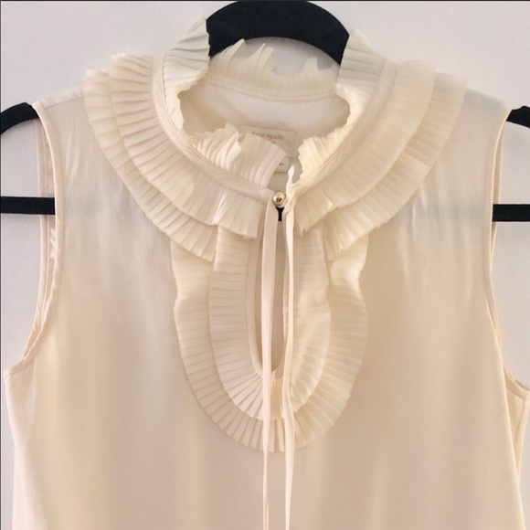 Kate spade pleated collar bow tie neck blouse top - Picture 4 of 4